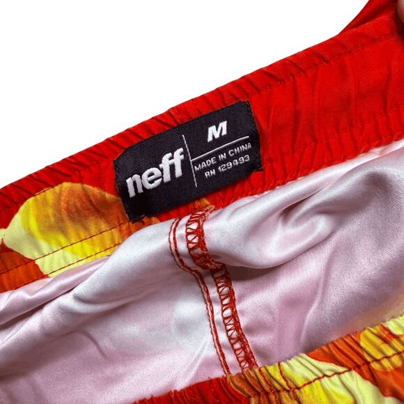 Neff Men's Hotdog Print Drawstring Swim Trunks Red Yellow Size Medium - Picture 3 of 9